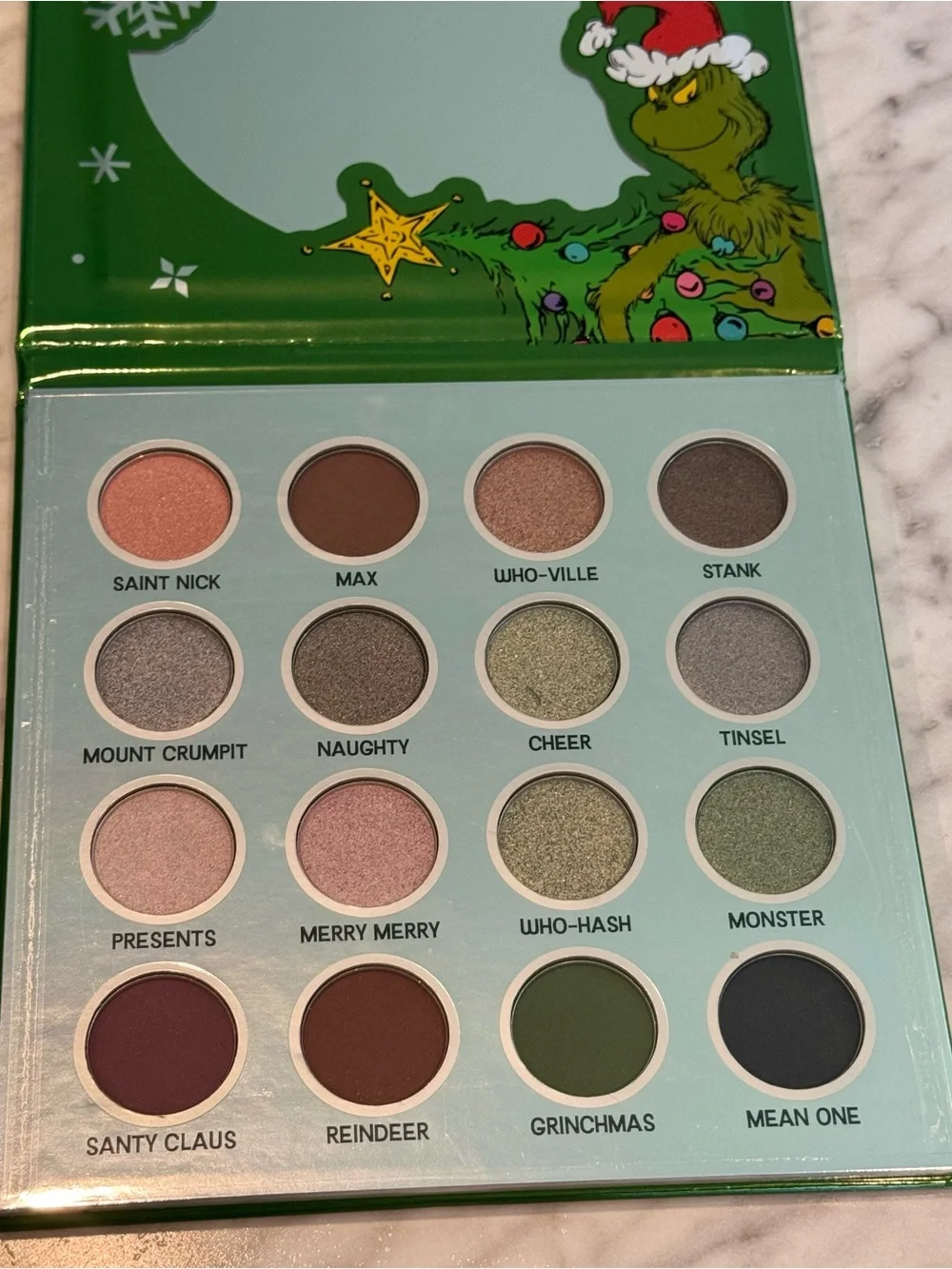 The Grinch Eyeshadow Palette Holiday Snow Globe Front NWOT